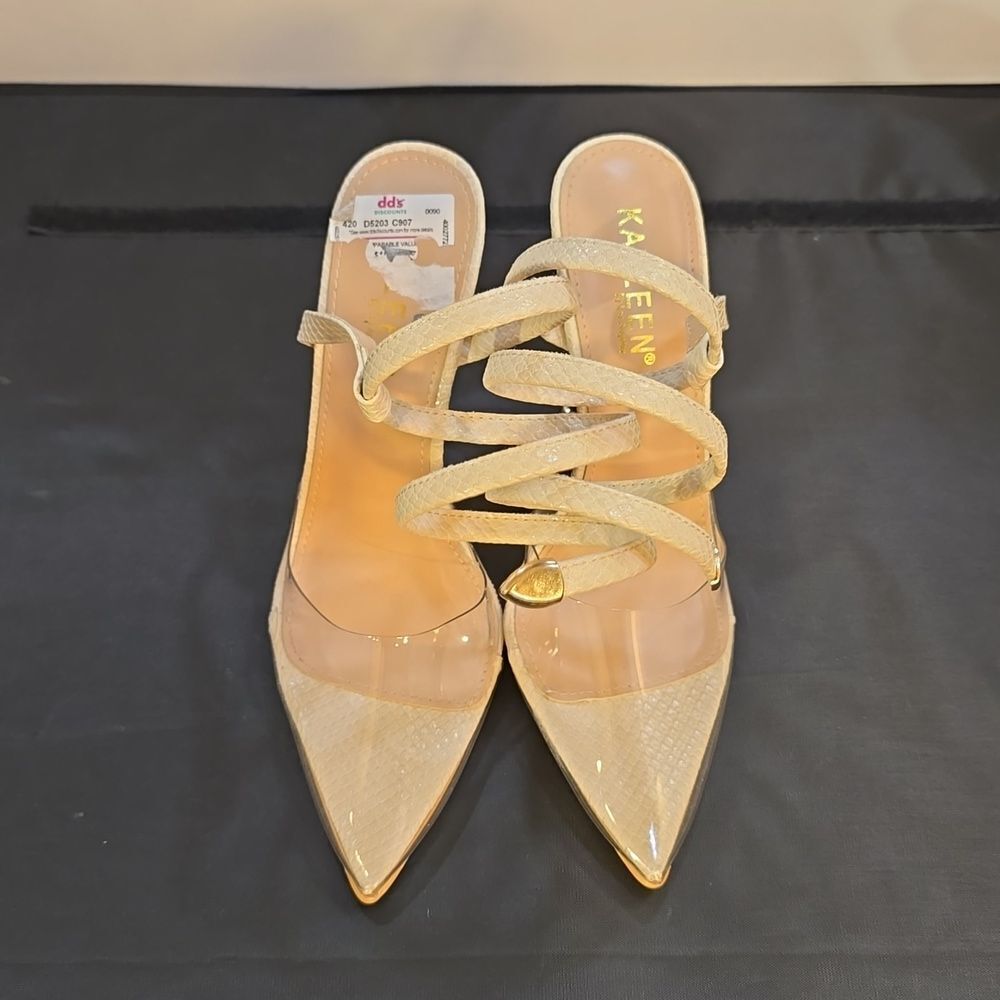 BRAND NEW KAYLEEN BY LOS ANGELES NACYY-5 CLEAR SPIRAL STRAP SPIRAL STRAP SHOE - Picture 2 of 16
